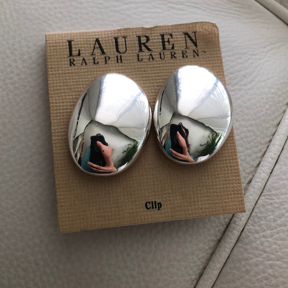 Clip on Ralph Lauren silver stone earrings
